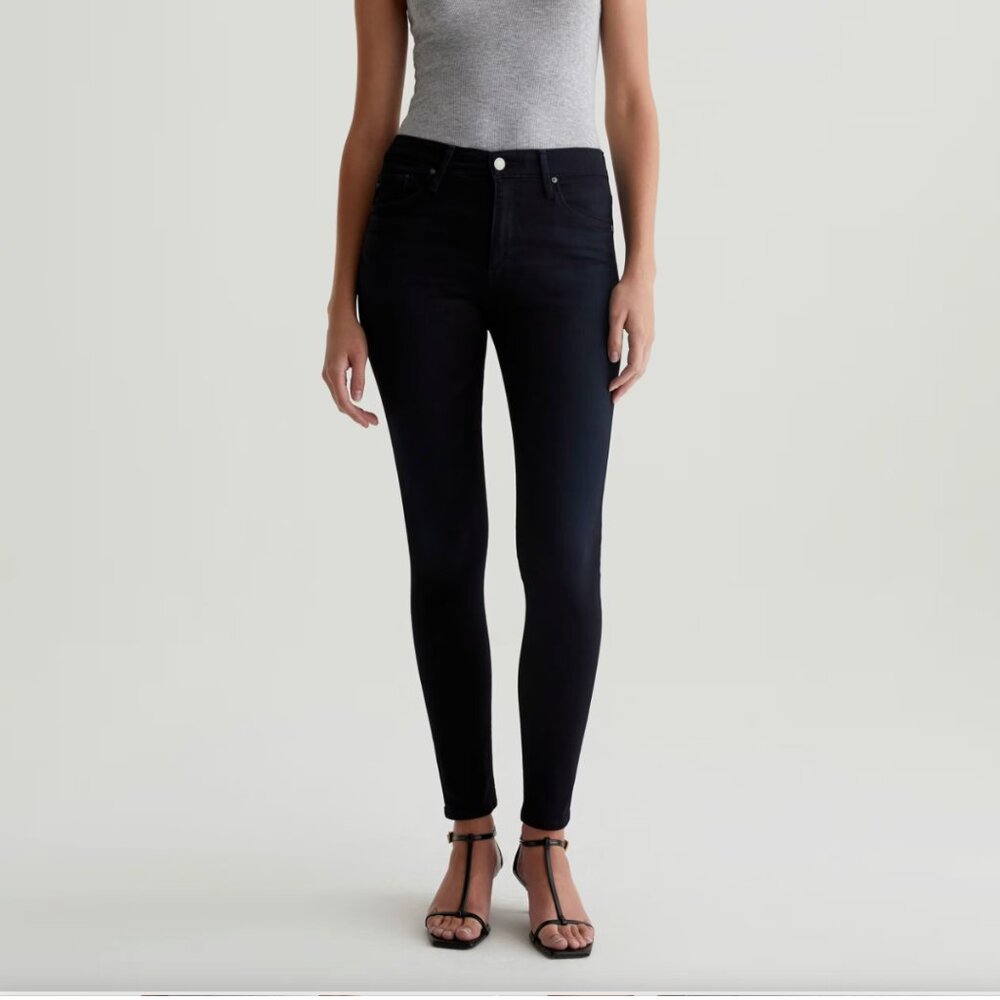 AG Farrah Velvet Skinny Ankle Jeans, Navy, Size 27R